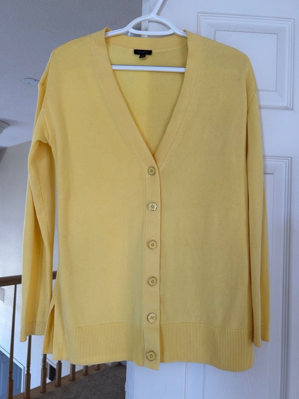 Talbots Pale Yellow V-Neck Button Cardigan Sweater